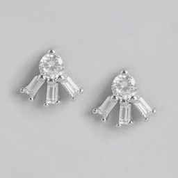 Carlton London Rhodium-Plated Contemporary Cubic Zirconia Sterling Silver Studs-9