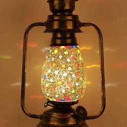 Devansh Multicoloured Self Design Mosaic Glass Hanging Lantern-15