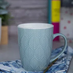 MARKET99 Blue & White Floral Textured Ceramic Glossy Mug 360 ml-43