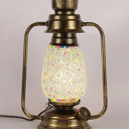 Devansh Off-White Textured Mosaic Glass Table Lantern image 5