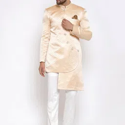 Klotthe Men Orange Woven Design Indo-Western Sherwani Set-image-34