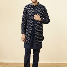 Twamev Mandarin Collar Long Sleeves Indo Western Sherwani Set-image-45