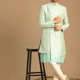 Manyavar Self-Design Art Silk Traditional Indo Western Sherwani Set-picture-37