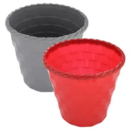 Kuber Industries Red & Grey 2 Pieces Brick Patterned Planters image 2