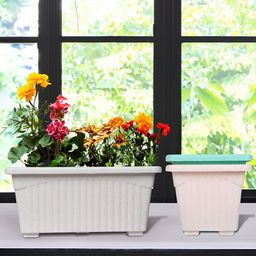 Kuber Industries Pink & Green 3 Pieces Marble Finish Planters-image-105