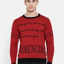 Duke Men Red & Black Typography Printed Pullover-image-90