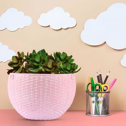 Kuber Industries Marble Euro Pink 3 Pieces Textured Hanging Planters-14