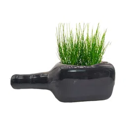 INDIA MEETS INDIA Black Bottle Shaped Planter-image-74