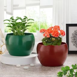 Homspurts Red & Green 2 Pieces Metal Planters With Holders-14