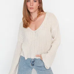Trendyol Self Design Woollen Pullover Sweater-54