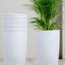 Kuber Industries Marble Emerald White 6 Pieces Marble Printed Planters With Trays-4