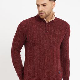 Duke Self Design Cable Knit Mock Collar Pullover-picture-10