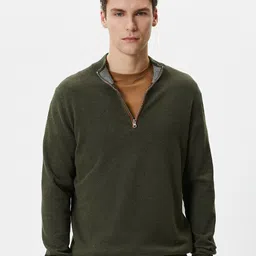 Koton Mock Collar Long Sleeves Zip Detail Cotton Pullover Sweater-picture-21