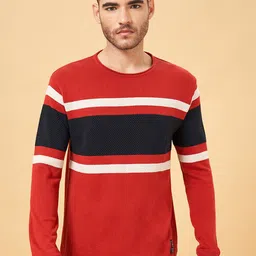 People Colourblocked Cotton Pullover-image-0