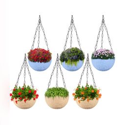 Kuber Industries Marble Euro Blue & Beige 6 Pieces Hanging Planters-7