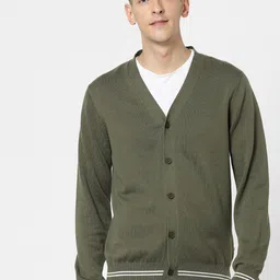 Celio V-neck Front Open Cotton Sweater-image-21