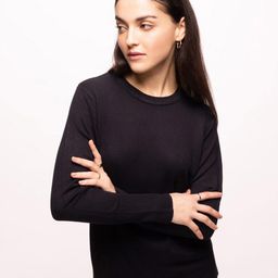 Bombay High Women Round Neck Solid Knit Pullover-image-99