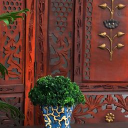 INDIA MEETS INDIA Blue Textured Ceramic Planter-image-90