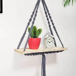 Homesake Grey Triangle Macrame Wall Hanging Shelf-14