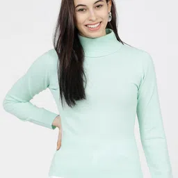 Tokyo Talkies Women Sea Green Pullover-image-48