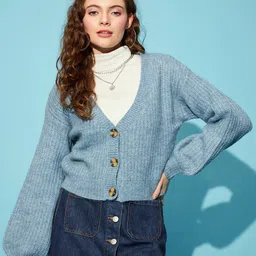 STREET 9 V-Neck Self designed Cardigan-picture-30