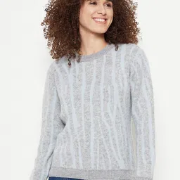 Madame Printed Acrylic Pullover Sweater-image-81