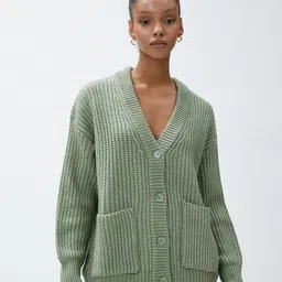 Koton Cable Knit V-Neck Cardigan-image-87