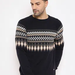 Duke Geometric Self Design Long Sleeves Acrylic Pullover Sweater-image-42
