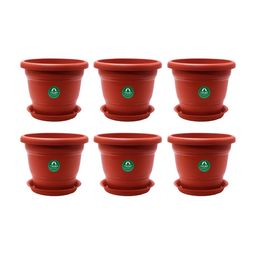 TRUSTBASKET Brown 6-pcs Round Pot with Saucer Set-67