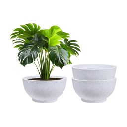 Kuber Industries Marble Lotus White 3 Pieces Lightweight Planters-image-14