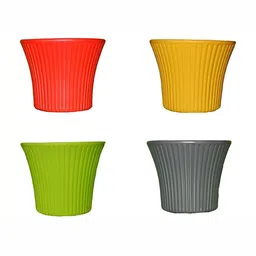 appeasy Red & Green 4Pcs Textured Planters-27