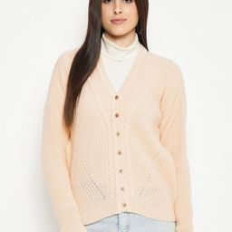 CREATIVE LINE Cable Knit Self Design Woollen Cardigan Sweaters-image-59