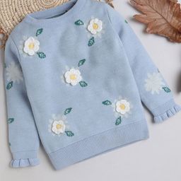 Yellow Apple Girls Round Neck Long Sleeves Floral Cardigans-picture-36