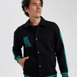 DeFacto Typography Embroidered Spread Collar Front-Open Sweaters-picture-52
