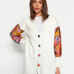 Trendyol Floral Printed Longline Cardigan Sweater-16