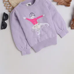 Yellow Apple Girls Self Design Printed Pullover Sweaters-image-47