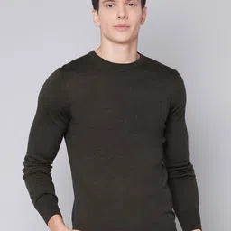 Bruun & Stengade Men Olive Green Wool Pullover-image-88