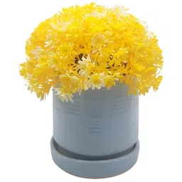 INDIA MEETS INDIA Blue Ceramic Planter With Cup Plate-image-23