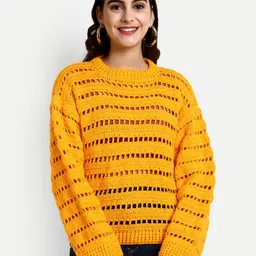 WINDROP SOLUTIONS Self Design Acrylic Crop Pullover Sweater-14