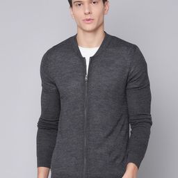 Bruun & Stengade Men Charcoal Grey Cardigan with Zip Detail-image-9