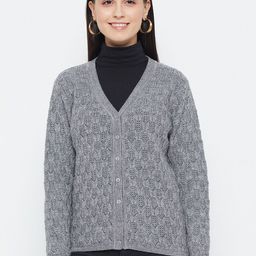 CREATIVE LINE Cable Knit V-Neck Long Sleeves Woollen Cardigan Sweater-image-32