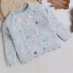 Yellow Apple Girls Round Neck Long Sleeves Cable Knit Pullover-picture-38
