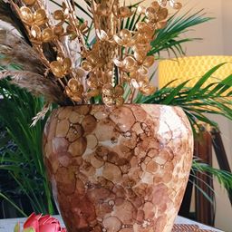 NIYARA Brown & Beige Abstract Printed Ceramic Planter-17