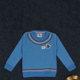 Yellow Apple Girls Floral Embroidered Woollen Pullover Sweater-image-9