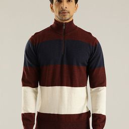 Indian Terrain Colourblocked Ribbed Woollen Pullover Sweatshirt-picture-55