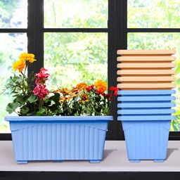 Kuber Industries Blue & Peach-Colored 12 Pieces Textured Lightweight Planters-image-18