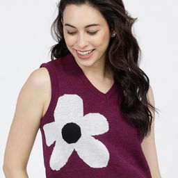 Tokyo Talkies Women Purple & White Floral Printed Crop Pullover-image-42