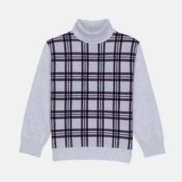 Status Quo Kids Boys Grey And Brown Checked Turtle Neck Pullover Sweater-image-10