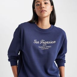 DeFacto Typography Printed Round Neck Long Sleeve Sweatshirt-image-16