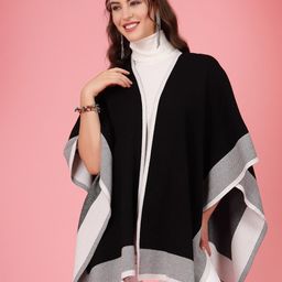Mafadeny Women Self Design Longline Poncho-picture-17